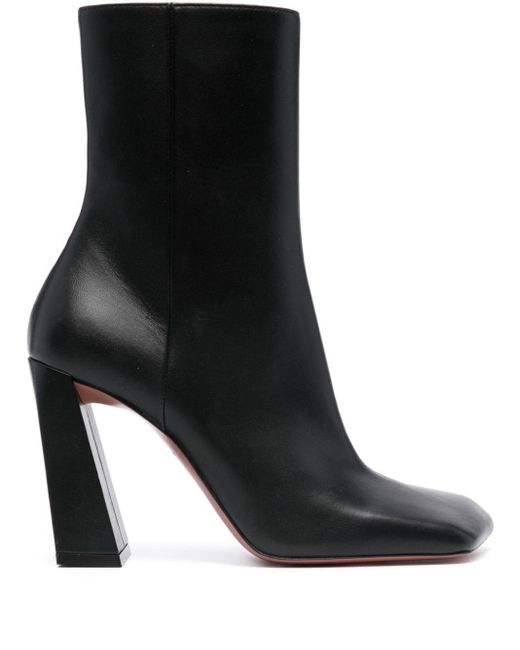 AMINA MUADDI Black Leather Heel Ankle Boots