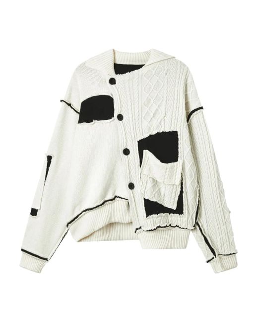Y's Yohji Yamamoto Kabelgebreid Vest Met Patchwork in het White