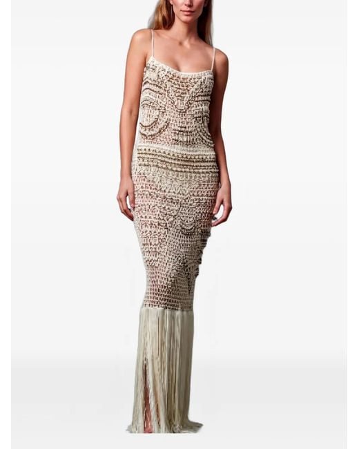 Bless Natural Takara Fringed Maxi Dress