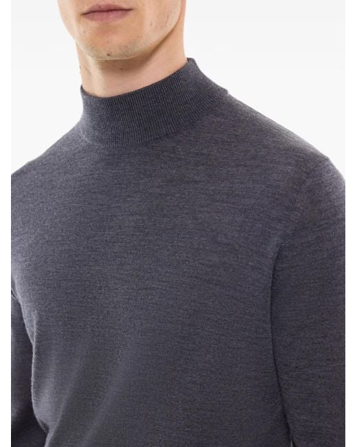 Fursac Blue High-Neck Wool Sweater for men