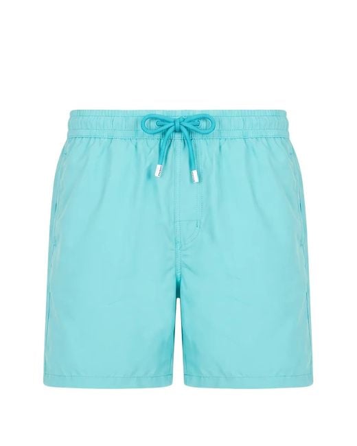 Fedeli Blue Drawstring-Waist Swim Shorts for men