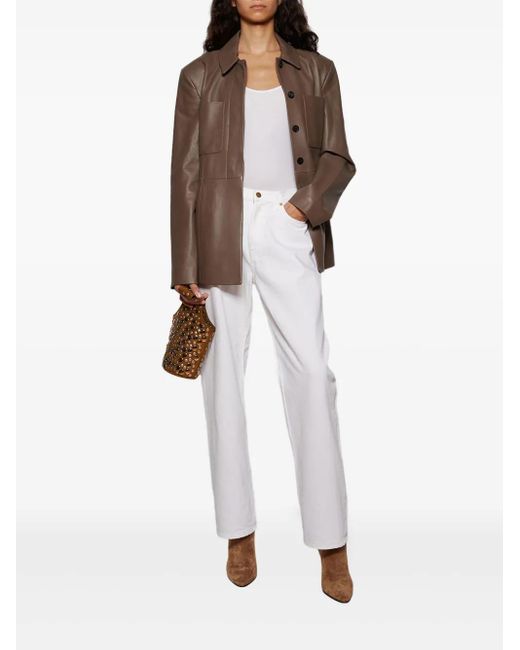 TOVE Brown Buttoned Patch-Pocket Jacket