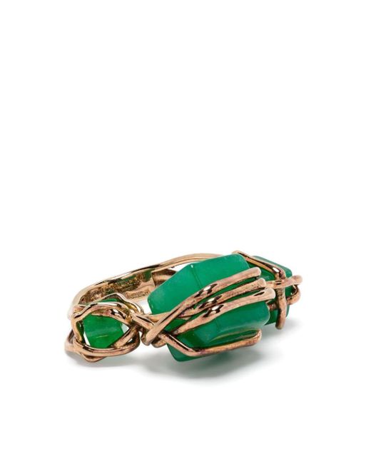 Bottega Veneta Green Jade Twist-detail Ring