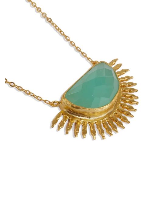 Ottoman Hands White Sunrise Aqua Chalcedony Necklace
