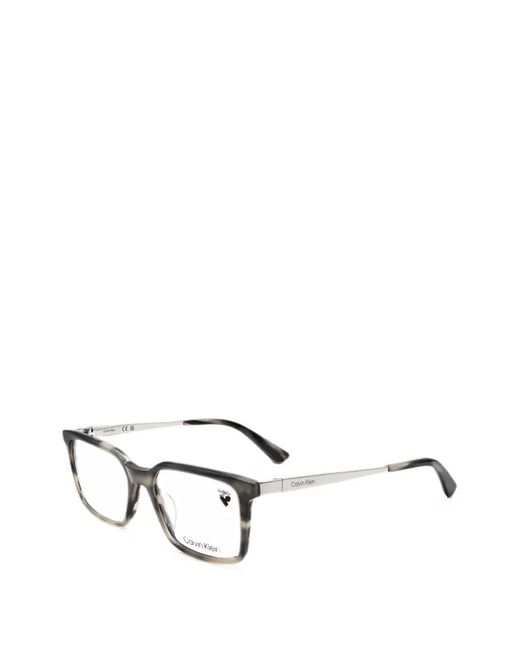 Tortoiseshell-Effect Rectangle-Frame Glasses Calvin Klein pour homme en coloris White
