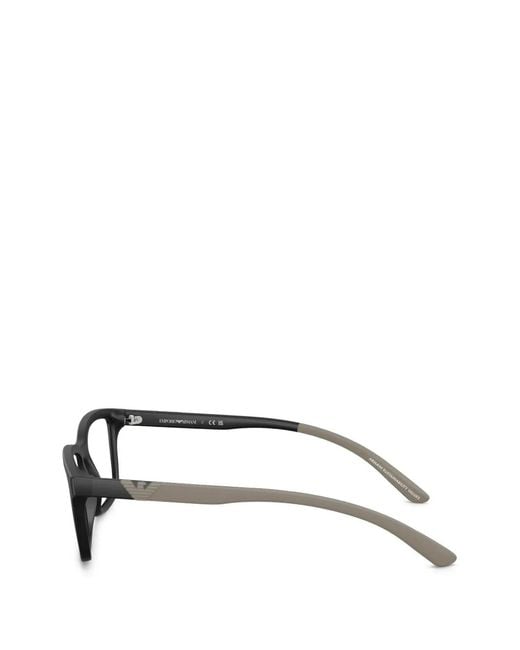 Emporio Armani Black Rectangle-Frame Glasses for men