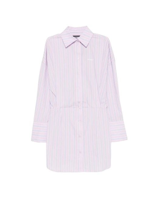 WRSTBHVR White Robe Courte Boutonnée À Rayures