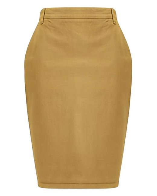 Saint Laurent Yellow Rear-Slit Cotton Midi Skirt