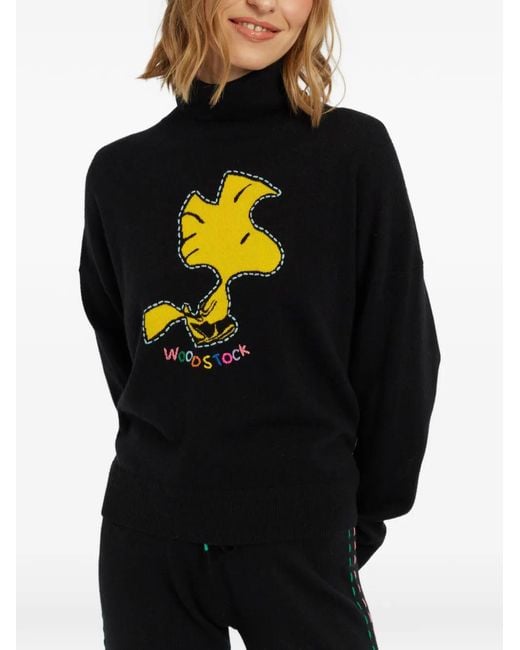 Chinti & Parker Black Woodstock Intarsia-Knit Sweater