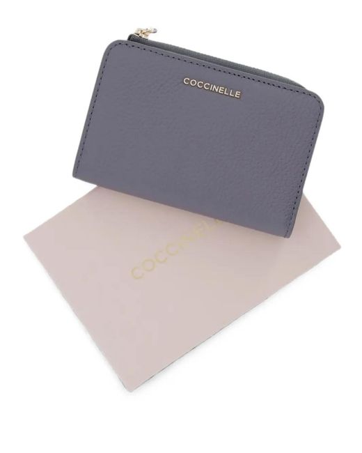 Coccinelle Purple Small Logo-Plaque Pebbled Wallet