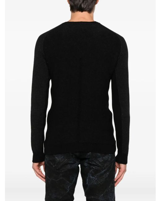 Layer Zero Black Round-Neck Hemp Sweater for men