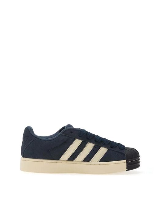 Adidas Blue Superstar Three-Stripes Sneakers