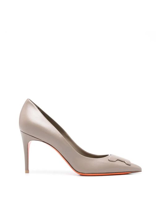 Santoni White Leather Pumps