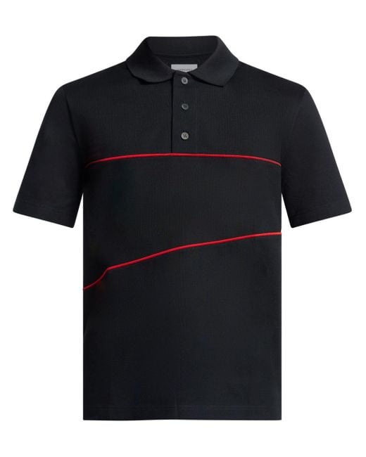 Ferragamo Black Ribbed Knit Polo Shirt for men
