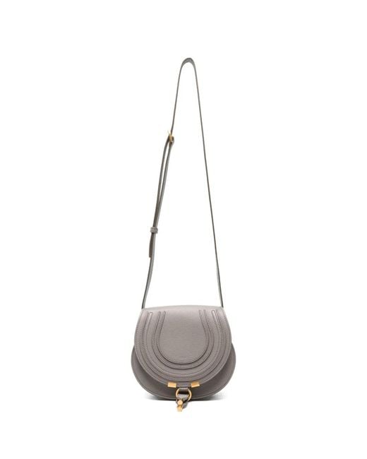 Chloé White Small Marcie Saddle Cross Body Bag