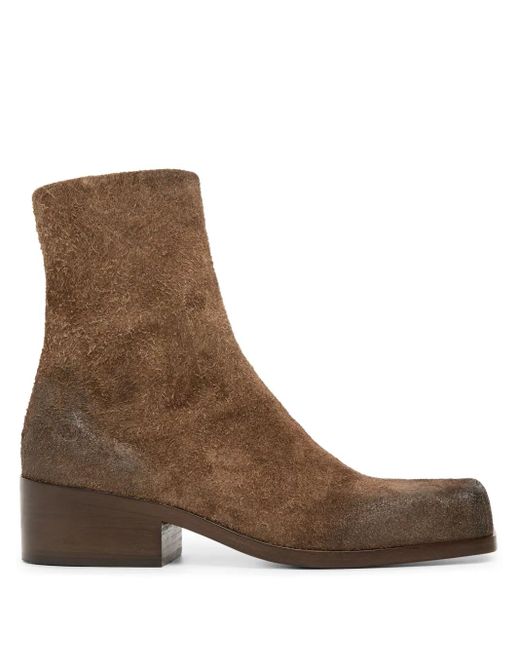 Marsèll Brown Cassello Square-Toe Suede Ankle Boots for men