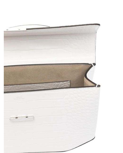 Totême White Clip Croco-Embossed Top Handle