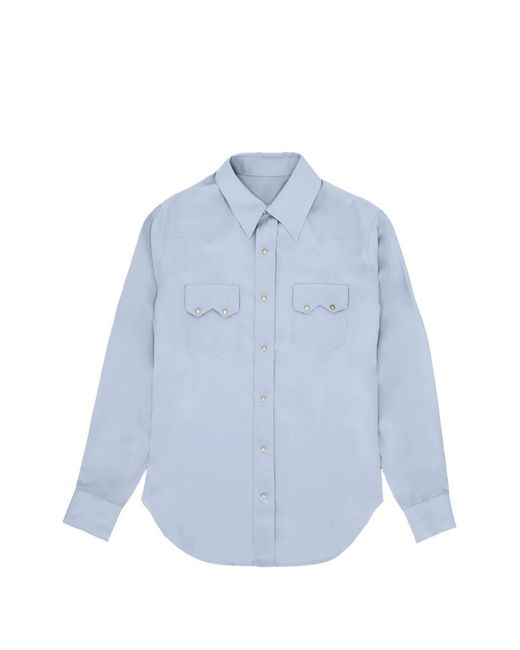 Fortela Blue Flap-Pocket Silk Shirt