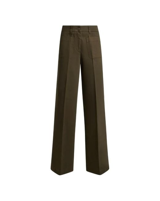 Etro Green Wide-Leg Stretch-Cotton Denim Jeans