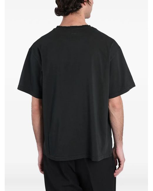 Grifoni Black Distressed-Effect T-Shirt for men