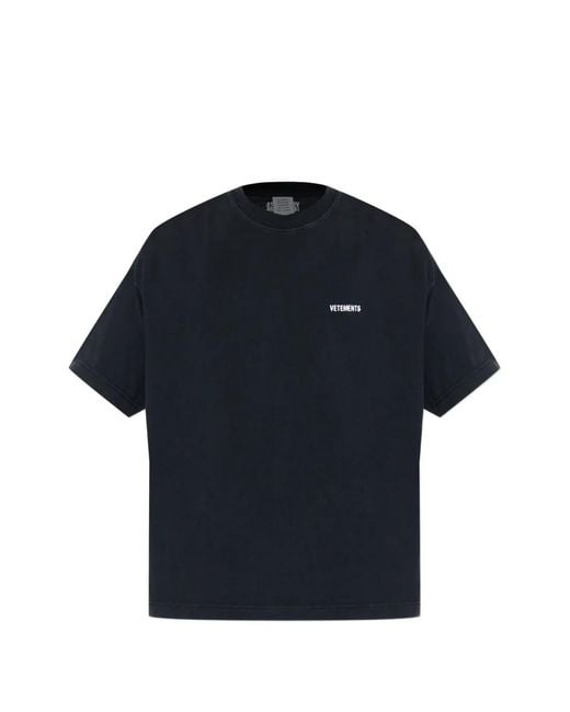 Vetements Blue Iconic Logo T-Shirt for men