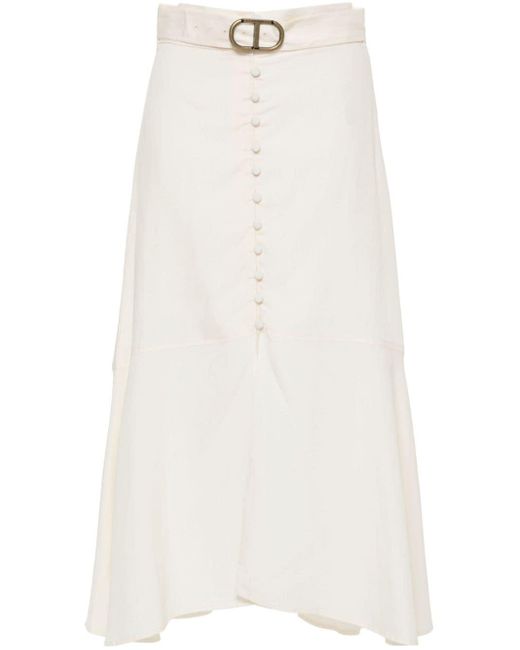 Twin Set White Flared Belted Skirt