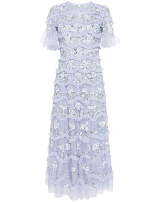 Needle & Thread White Daisy Wave Floral-embroidered Gown