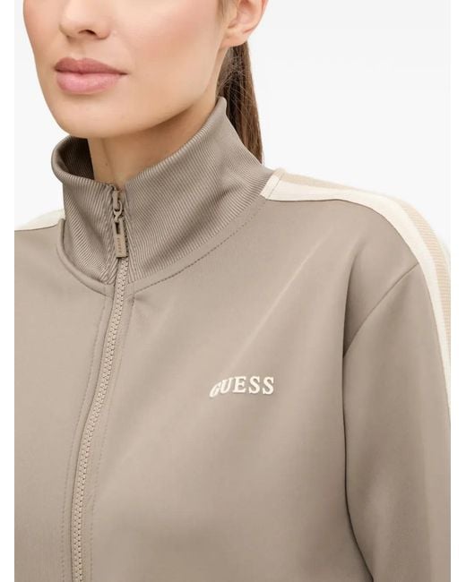 Guess Natural Zip Striped Top