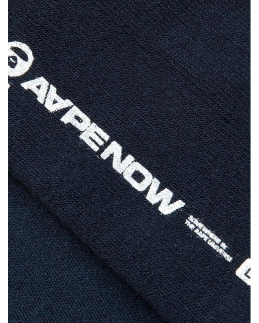 Aape By A Bathing Ape Blue Logo Socks for men