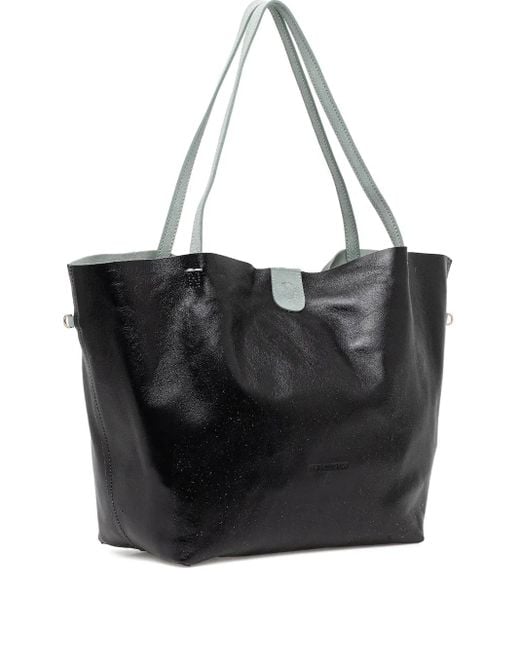 Patrizia Pepe Black Reversible Top-Handle Tote Bag