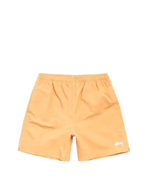 Stussy Orange Logo-Print Swim Shorts
