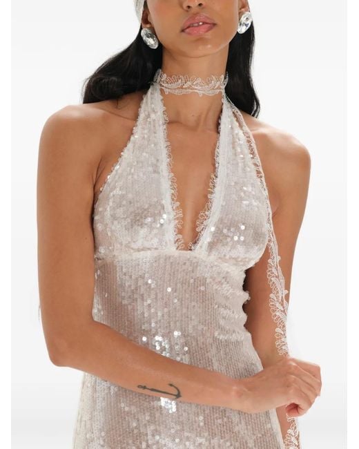 Robe Longue Pixie À Sequins MANURI en coloris White