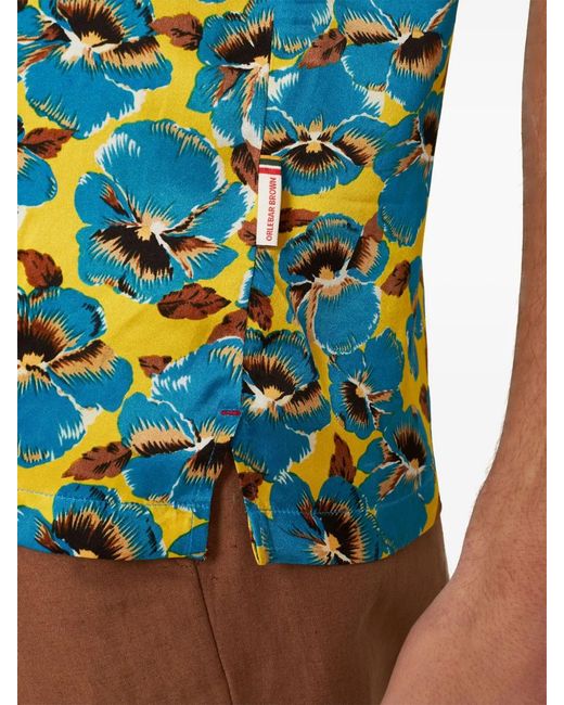 Orlebar Brown Blue Maitan Floral-Print Shirt for men
