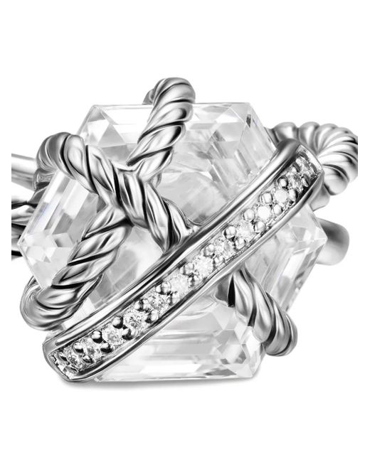 Bague Cable Wrap En Sterling Ornée De Diamants David Yurman en coloris White