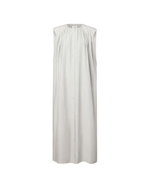 Loulou de Saison White Button-Fastening Midi Dress