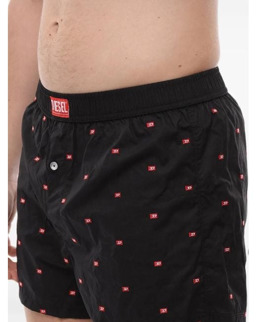 DIESEL Black Monogram-Embroidered Boxers for men