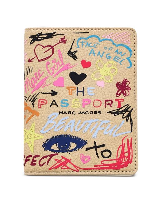 Marc Jacobs Natural Scribble Leather Passport Case