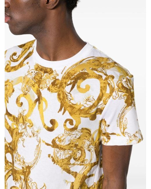 Versace Metallic Baroque-print Cotton T-shirt for men