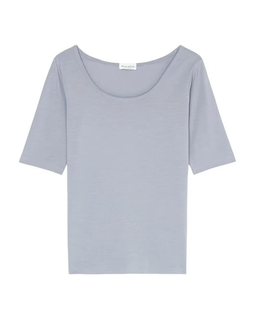 Marc O' Polo Blue Scoop-Neck Short-Sleeves Top