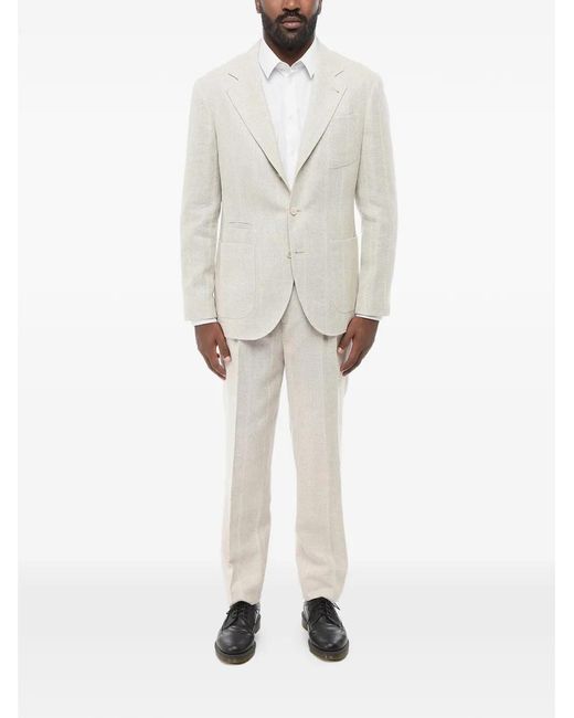 Brunello Cucinelli White Single-Breasted Patch-Pocket Blazer for men