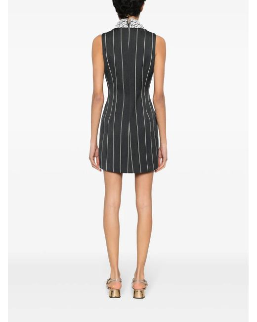 Alessandra Rich Black Sleeveless Pinstripe Mini Dress