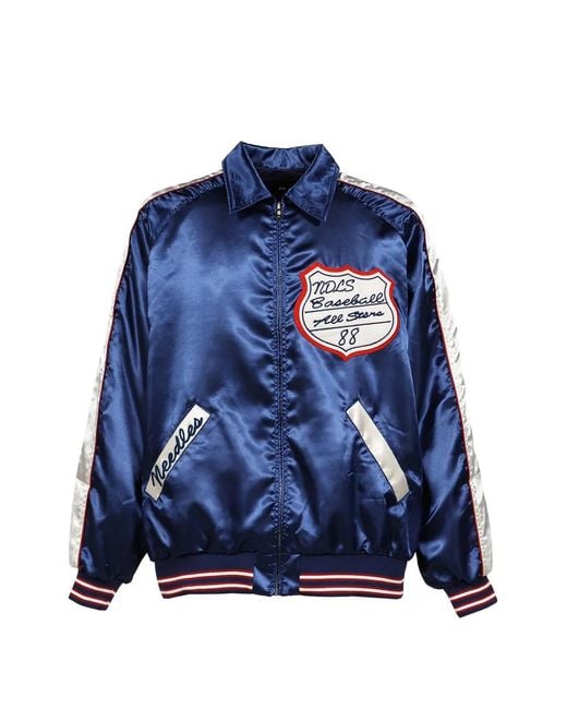 Needles Blue Logo-Patch Bomber Jacket for men