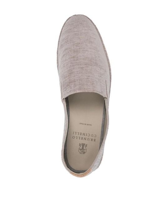Brunello Cucinelli Natural Mélange-Effect Almond Toe Espadrilles for men