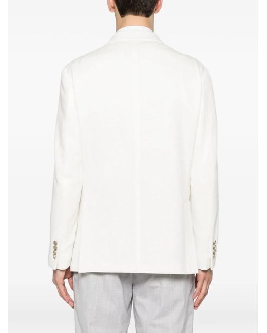 Eleventy White Double-Breasted Blazer for men