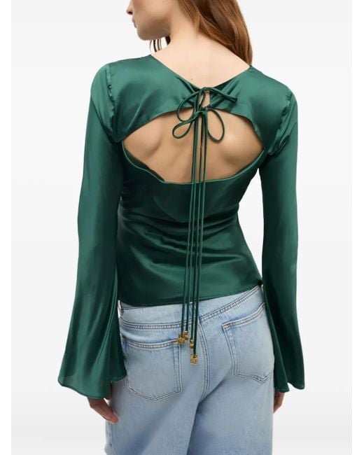 Ganni Green Satin Blouse