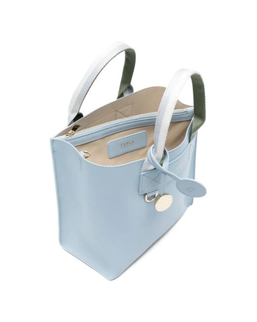 Furla Blue Small Divide It Round-Charm Tote Bag