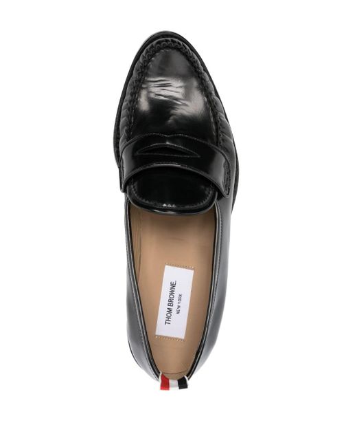 Thom Browne Black Penny-Slot Leather Loafers for men