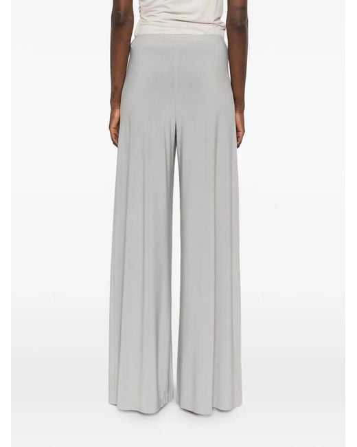 Norma Kamali White Bias Straight-Leg Trousers