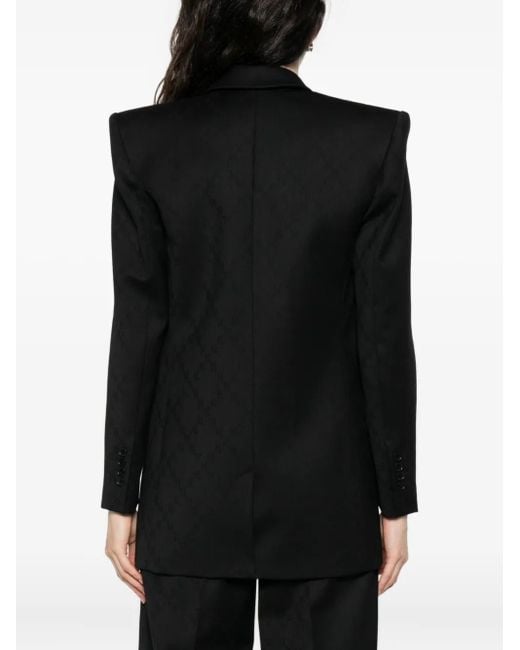 Nissa Black Double-Breasted Textured Jacket