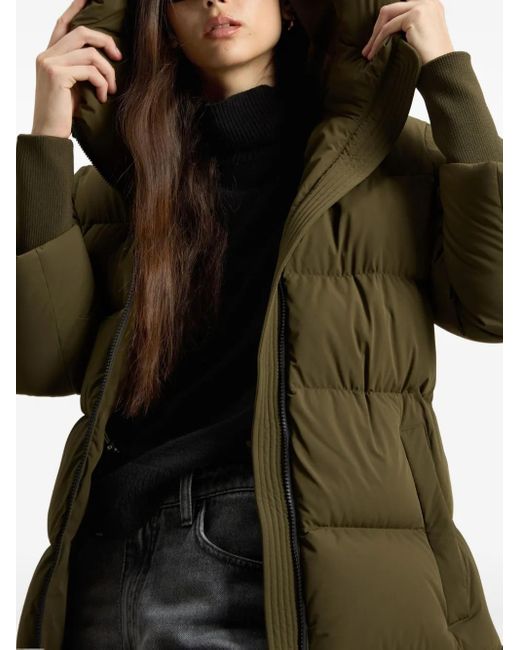 Cappotto Trapuntato Con Cappuccio di Woolrich in Green